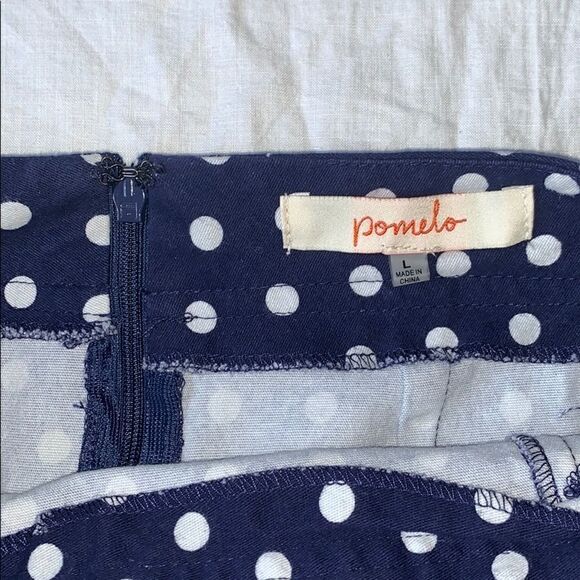 POMELO Navy w White Polka Dot Pencil Skirt-L - Picture 5 of 7